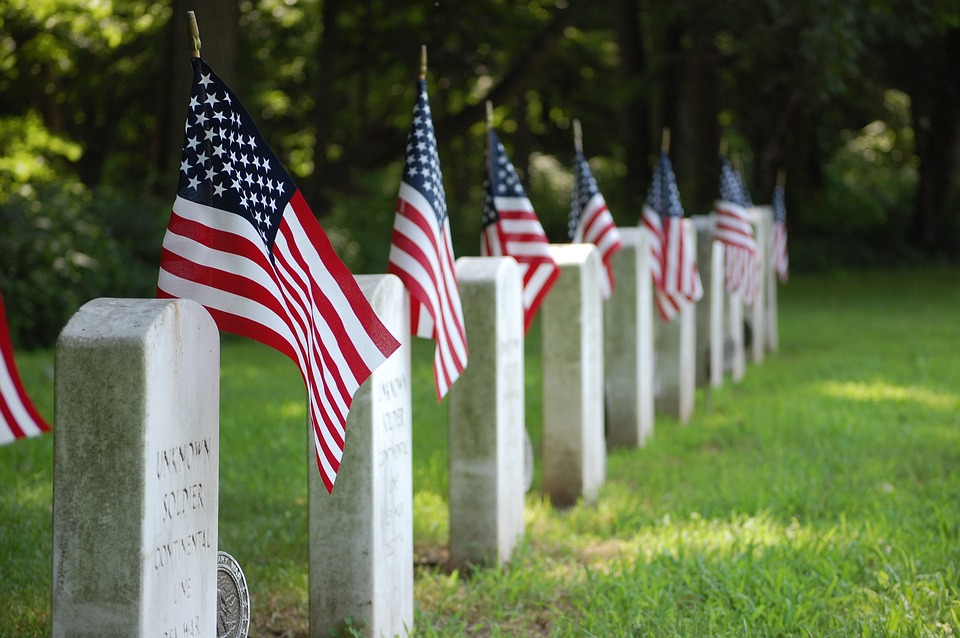 military cemetery flags