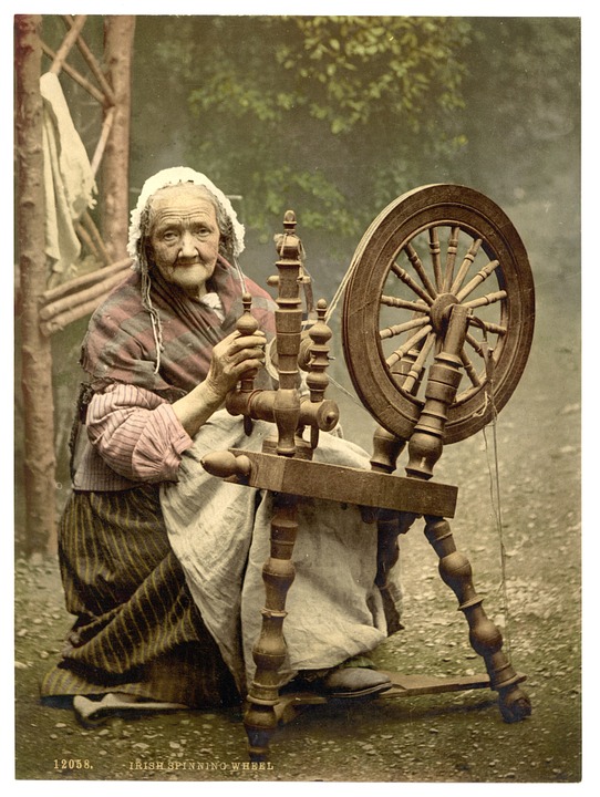 spinning wheel, peasant, cottage, spin wool, BillionGraves, Irish Famine, celtic cross, cemetery, genealogy, family history, ireland, St. Patrick's Day, Irish wake, Irish burial customs, family history, genealogy, ancestors