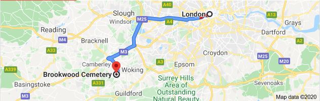 BillionGraves.com, BillionGraves, train, genealogy, ancestors, family history, cemetery, gravestone, graves, England, UK, Brookwood Cemetery, map, London