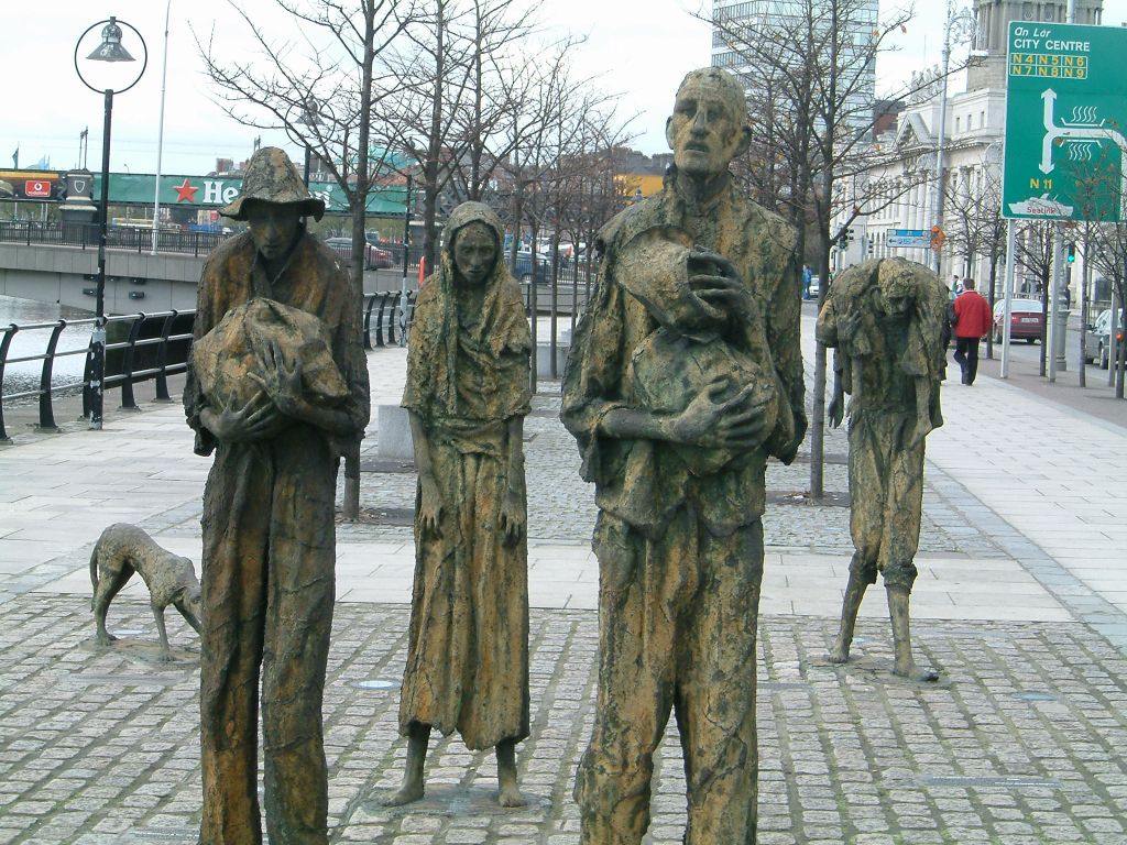BillionGraves, Irish famine, potato famine, St. Patrick's Day, Ireland, genealogy, ancestors, BillionGraves, cemetery, gravestone, Celtic, Irish statues, Dublin, sculpture