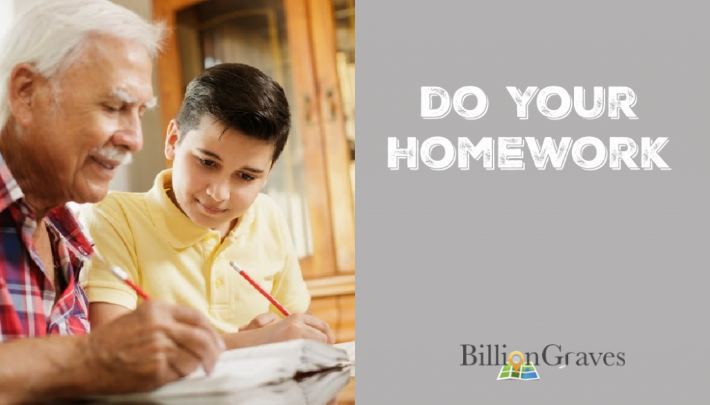do homework, grandpa, family history, genealogy, BillionGraves, ancestors, cemetery, gravestones, BG, family vacation, genealogy trip