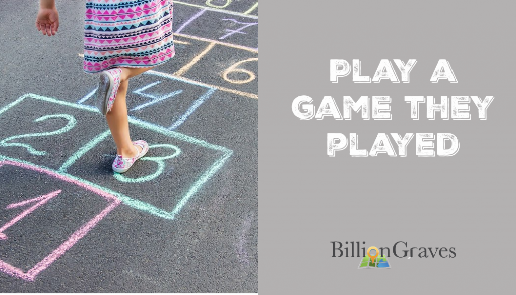 hopscotch, playground, family history, genealogy, BillionGraves, ancestors, cemetery, gravestones, BG, family vacation, genealogy trip