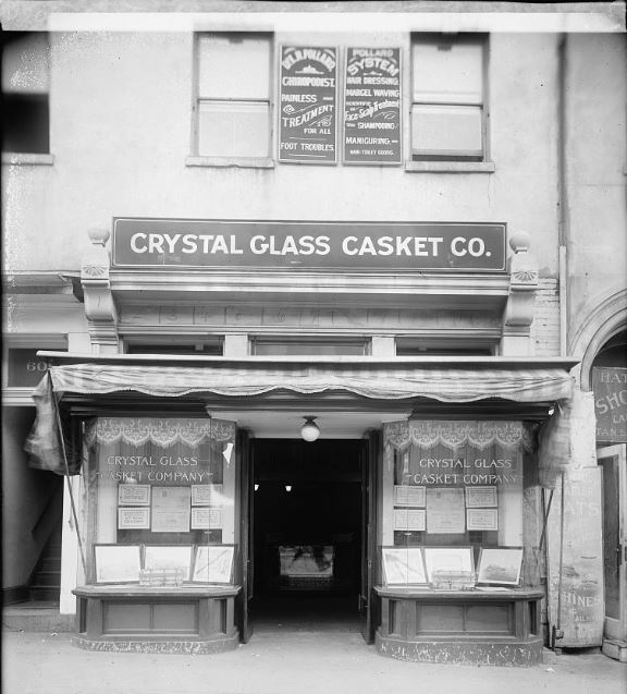 Crystal glass casket company, BillionGraves, undertaker, 1800s, funeral, ancestors, genealogy, family history, family history research, cemetery, gravestones, GPS, BG, BillionGraves