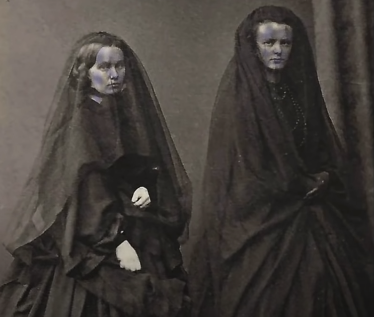 Ornate Victorian Lady Mourning Veil