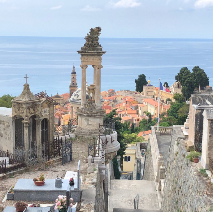 BillionGraves, cemetery, beautiful, grave, gravesite, genealogy, family history, ancestors, GPS, BillionGraves, photos of gravestones, beautiful cemeteries, beautiful cemetery, ocean view, French Riviera, Cemetery of the old chateau