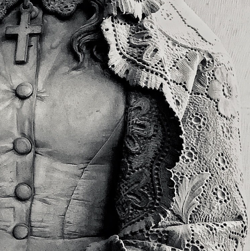 lace, cross, dress, statue