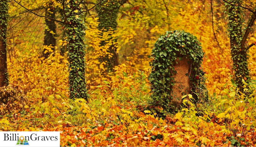 BillionGraves, roadside cemeteries, discovering roadside cemeteries, cemetery, grave, gravestones, autumn, genealogy, family history, ancestors, GPS, photograph gravestone, find graves, leaves,