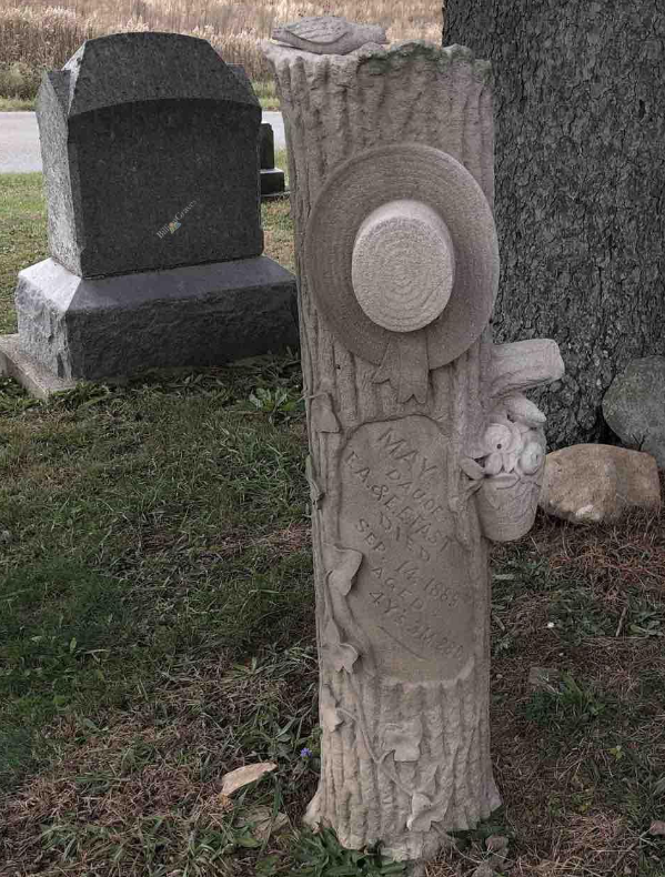 hat, flowers, dove, BillionGraves, Woodmen of the World, Treestones, tree gravestones, grave, gravestones, cemetery, family history, genealogy, ancestors, Woodmen of America, BillionGraves app, volunteer