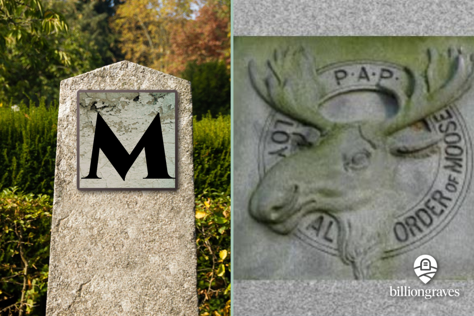 m, moose, gravestone symbols from A - Z, billiongraves, BG, BG+, FamilySearch, family history, genealogy, graves, grave, cemetery, gravestone symbols, photos, gravestone photos, tombstone, headstone, GPS, ancestor, , loyal order of the moose