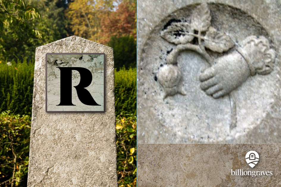 r, rose, broken rose bud, rose bud, gravestone symbols from A - Z, billiongraves, BG, BG+, FamilySearch, family history, genealogy, graves, grave, cemetery, gravestone symbols, photos, gravestone photos, tombstone, headstone, GPS, ancestor, rose symbol