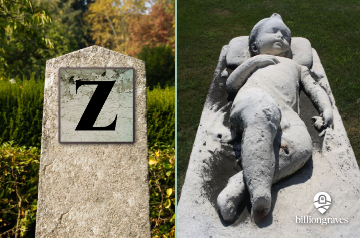 infant, baby, gravestone symbols from A - Z, billiongraves, BG, BG+, FamilySearch, family history, genealogy, graves, grave, cemetery, gravestone symbols, photos, gravestone photos, tombstone, headstone, GPS, ancestor, z