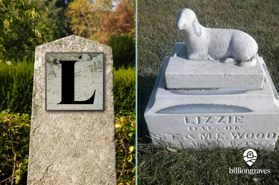 l, lamb, gravestone symbols from A - Z, billiongraves, BG, BG+, FamilySearch, family history, genealogy, graves, grave, cemetery, gravestone symbols, photos, gravestone photos, tombstone, headstone, GPS, ancestor,