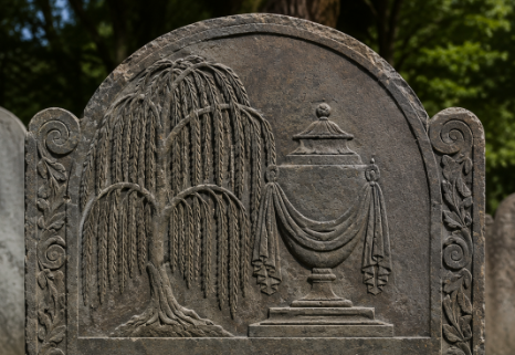 urn and willow, BillionGraves, gravestone symbols, cemetery symbols, American Revolution, American Revolutionary War, winged skull