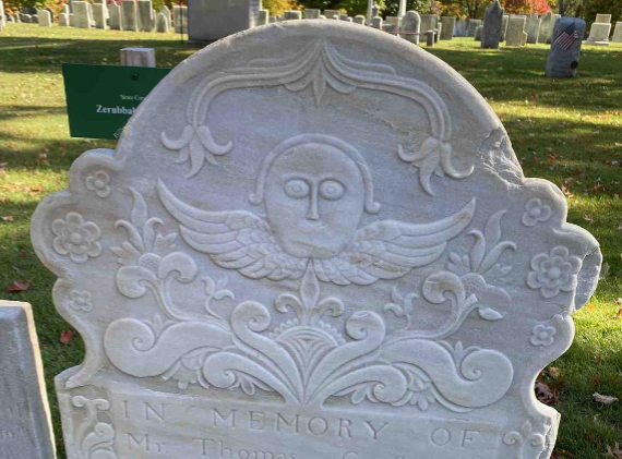 Thomas Carson, BillionGraves, app, mobile app, GPS, angel, colonial America, Zerubbabel Collins, gravestone carver, angels, colonial gravestones, gravestone symbols, Colonial America cemetery, family history, ancestors, genealogy