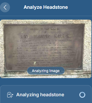 Francis Marion, Cemetery Intelligence, BillionGraves, american revolution, family history, US, American revolutionary war, headstone